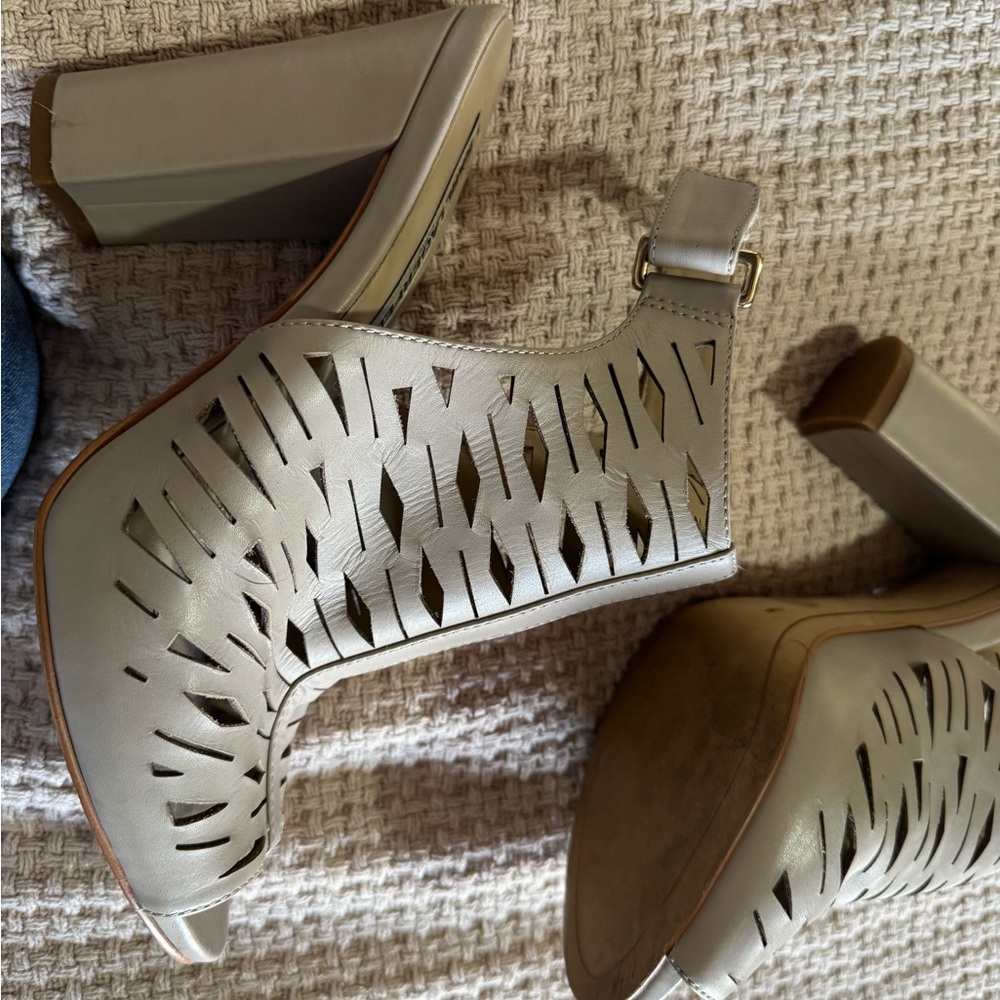 Karl Lagerfeld Gray Cutout Heeled Boots